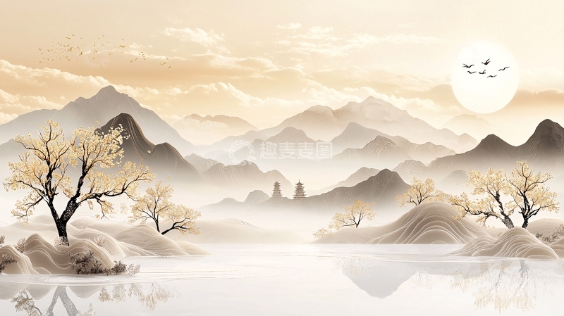 高清大图下载【趣麦麦图】水墨山水画373