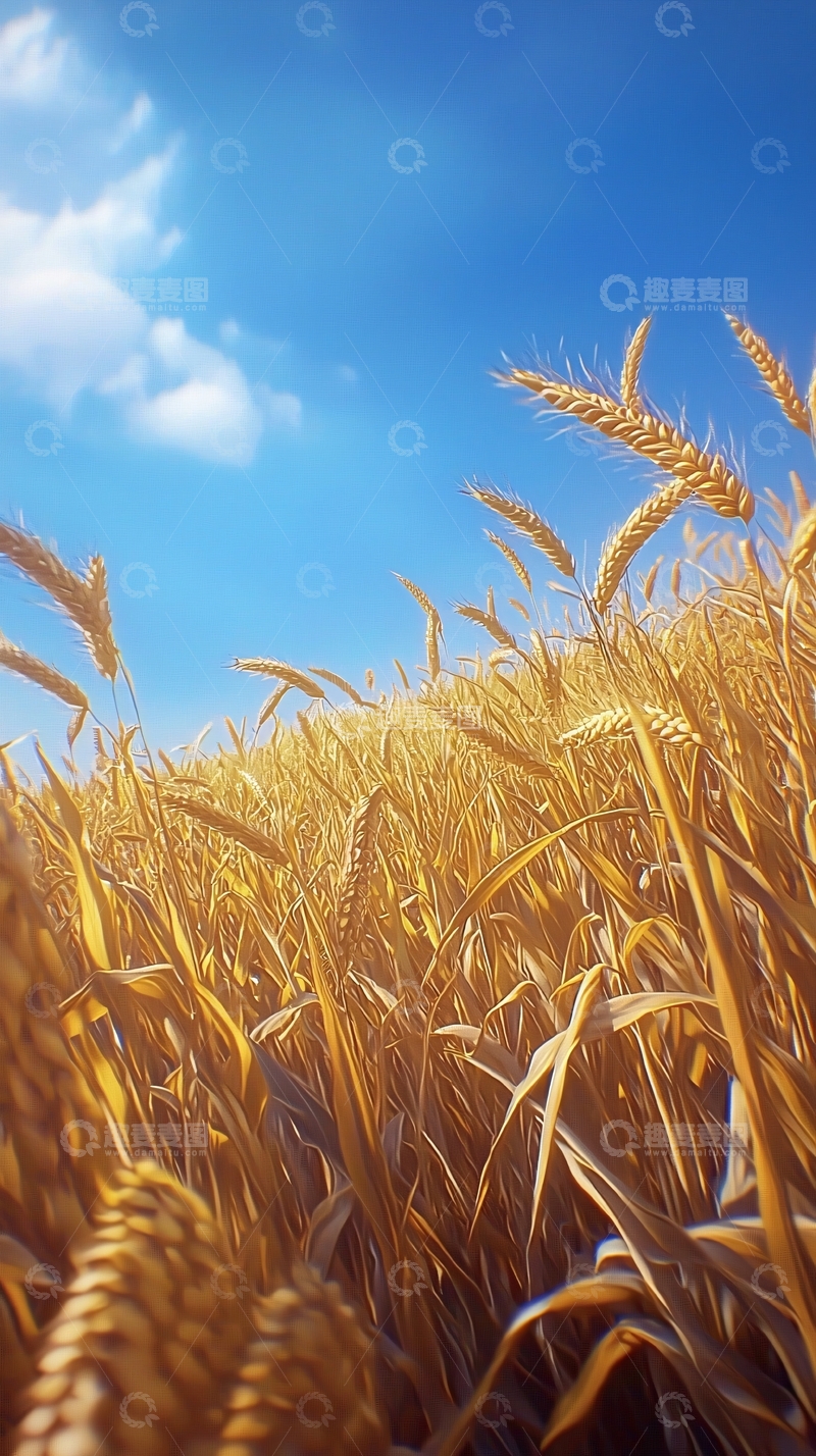 高清大图下载【趣麦麦图】金黄麦田蓝天白云