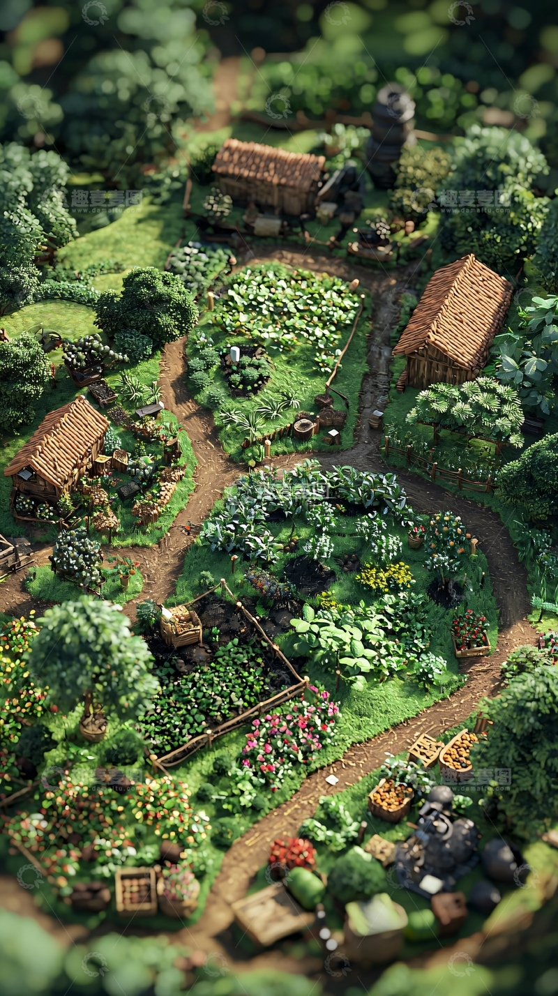 高清大图下载【趣麦麦图】田园乡村鸟瞰图