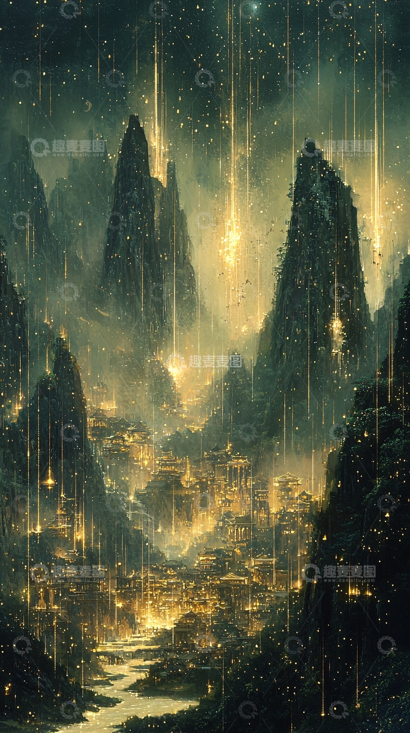 高清大图下载【趣麦麦图】璀璨星光下的山谷夜景