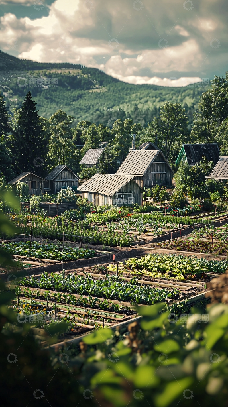 高清大图下载【趣麦麦图】山区农舍田园风光