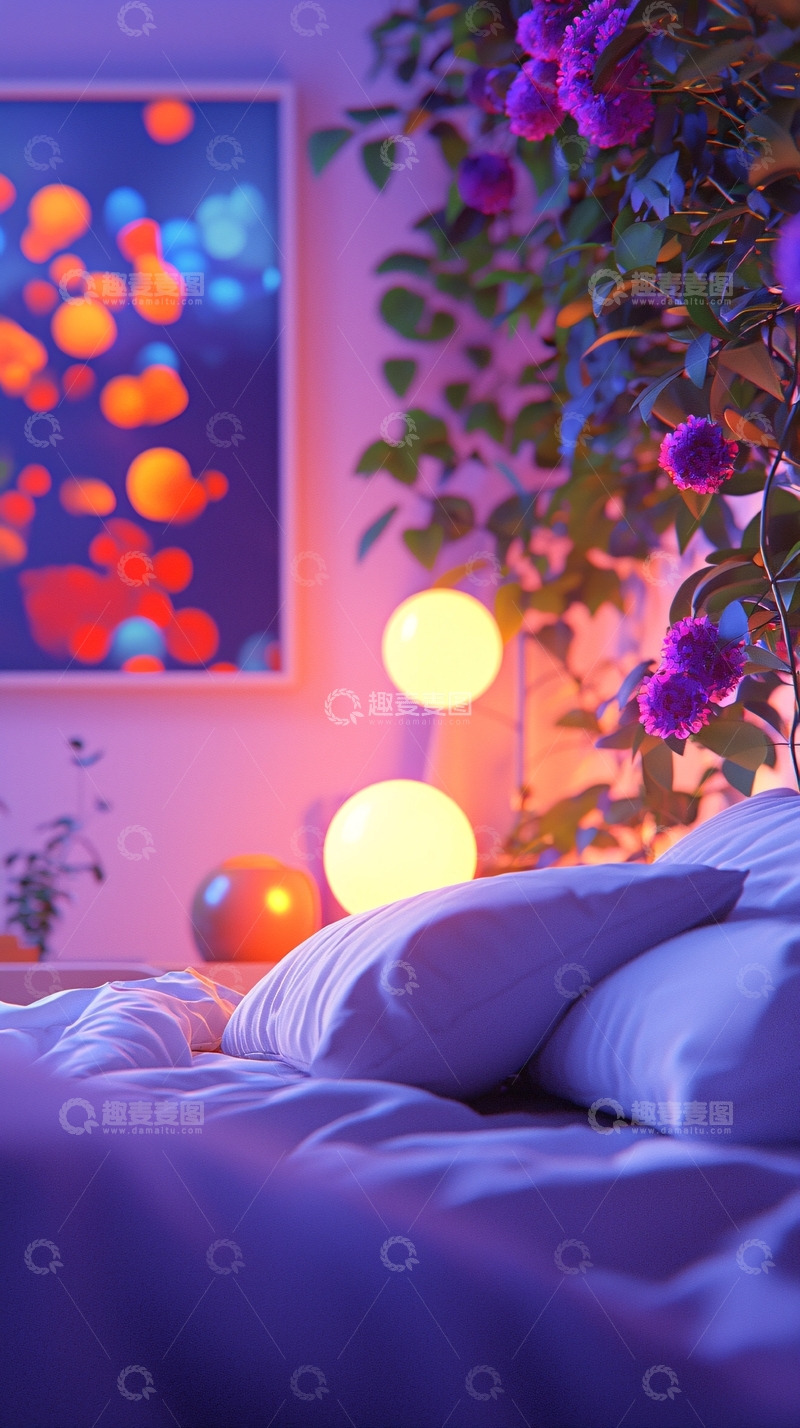 高清大图下载【趣麦麦图】紫色卧室