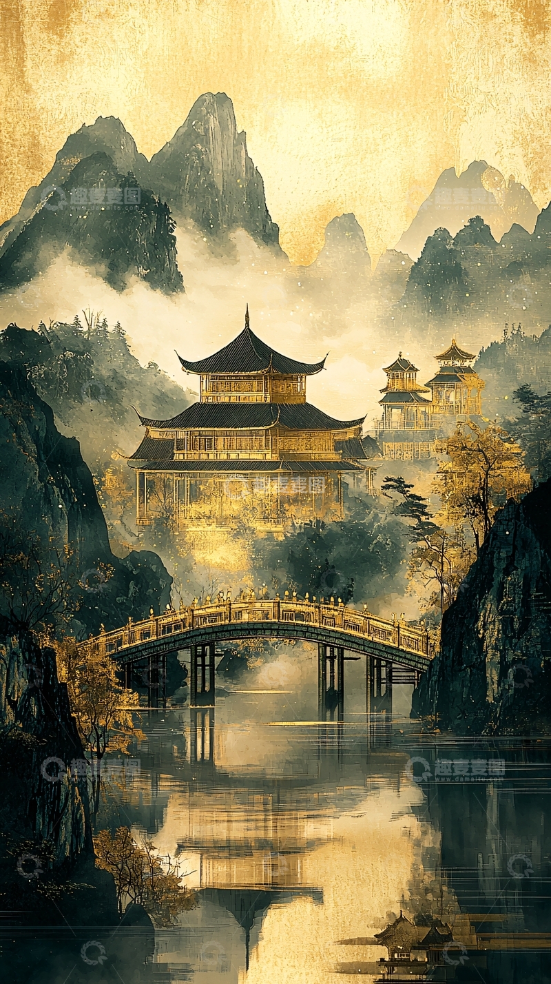 高清大图下载【趣麦麦图】古风山水画意境场景