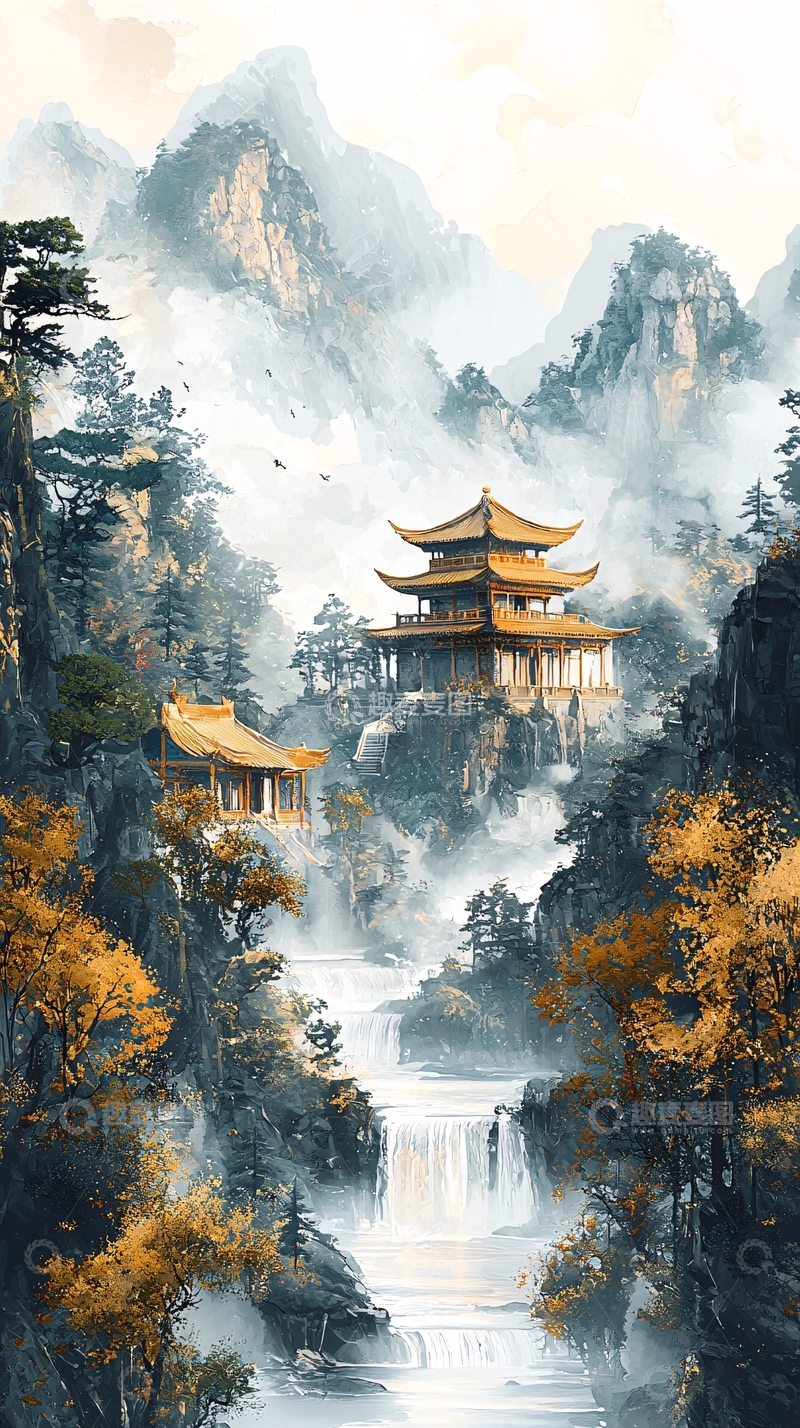 高清大图下载【趣麦麦图】水墨山水画381