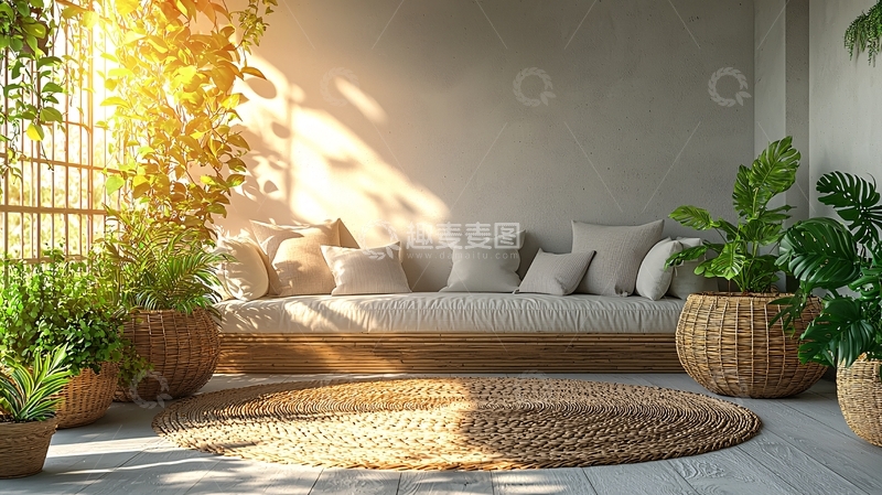 高清大图下载【趣麦麦图】阳光洒进室内植物空间