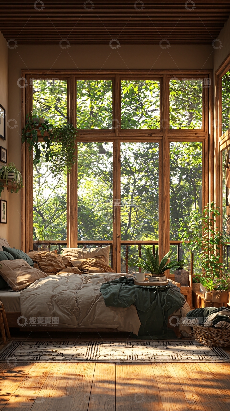 高清大图下载【趣麦麦图】阳光洒满房间的卧室