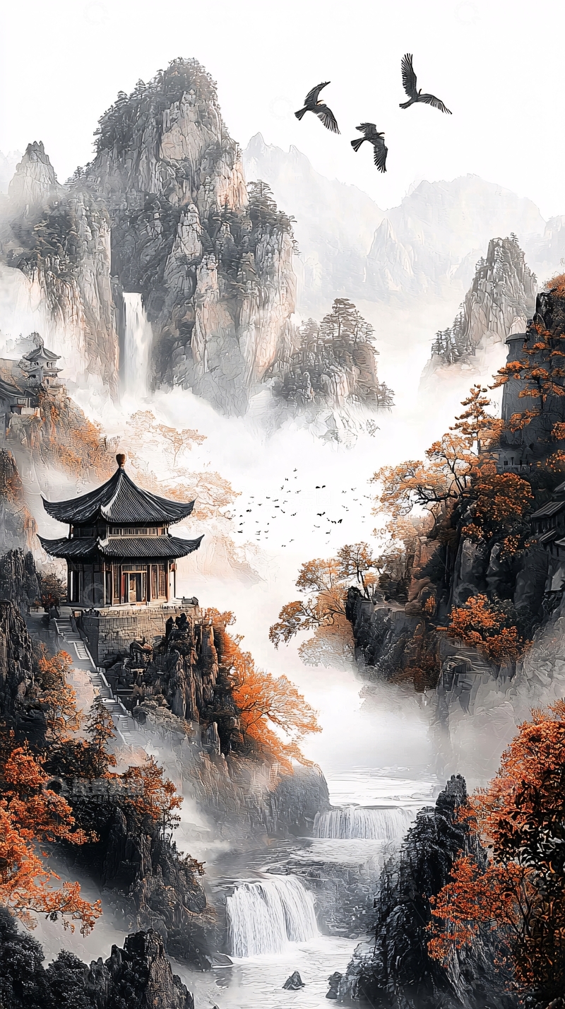 高清大图下载【趣麦麦图】水墨山水画382