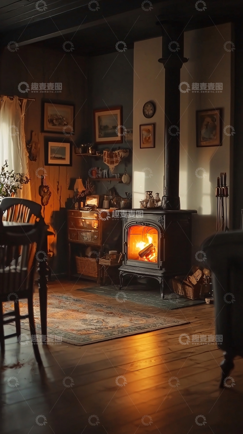 高清大图下载【趣麦麦图】温暖舒适的乡村老式客厅