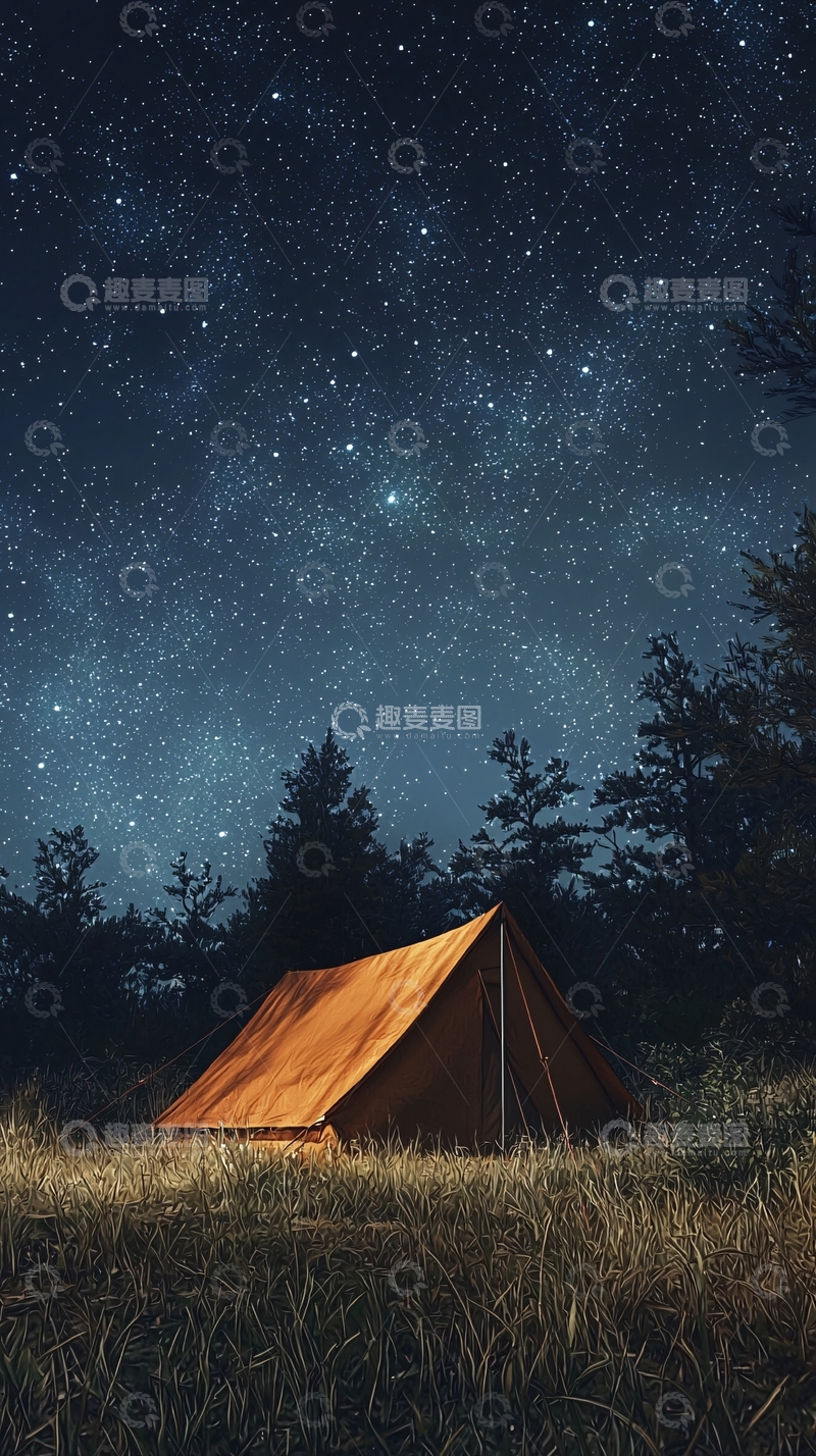 高清大图下载【趣麦麦图】星空下帐篷