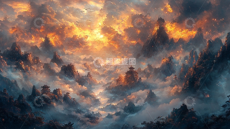 高清大图下载【趣麦麦图】云海仙山9