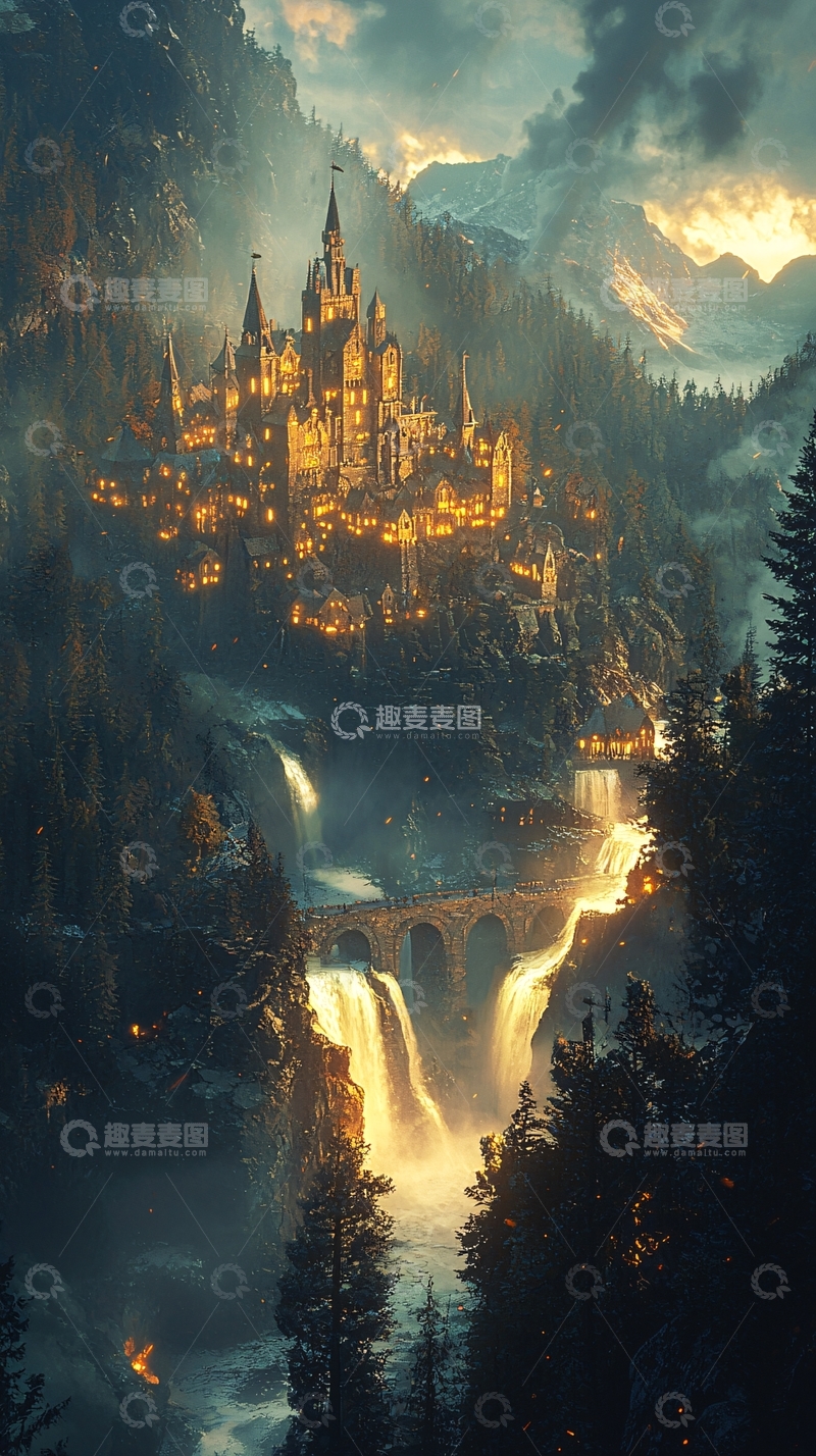 高清大图下载【趣麦麦图】山间梦幻城堡