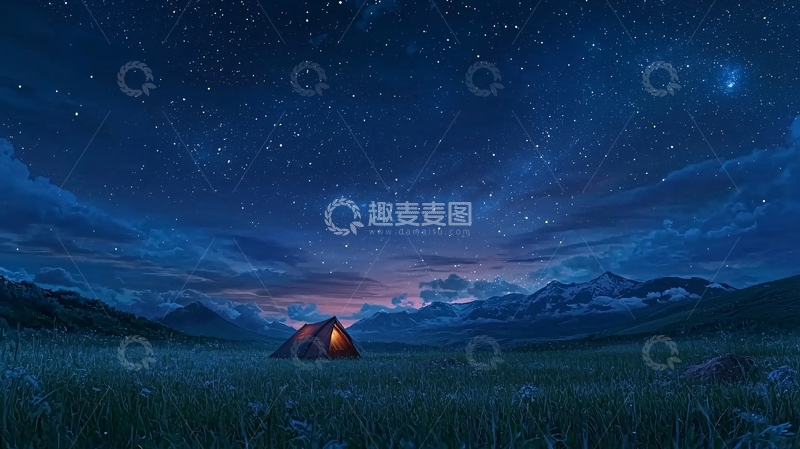 高清大图下载【趣麦麦图】星空下的木屋