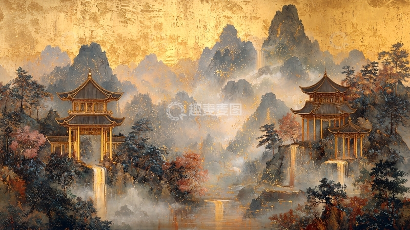 高清大图下载【趣麦麦图】水墨山水画风格