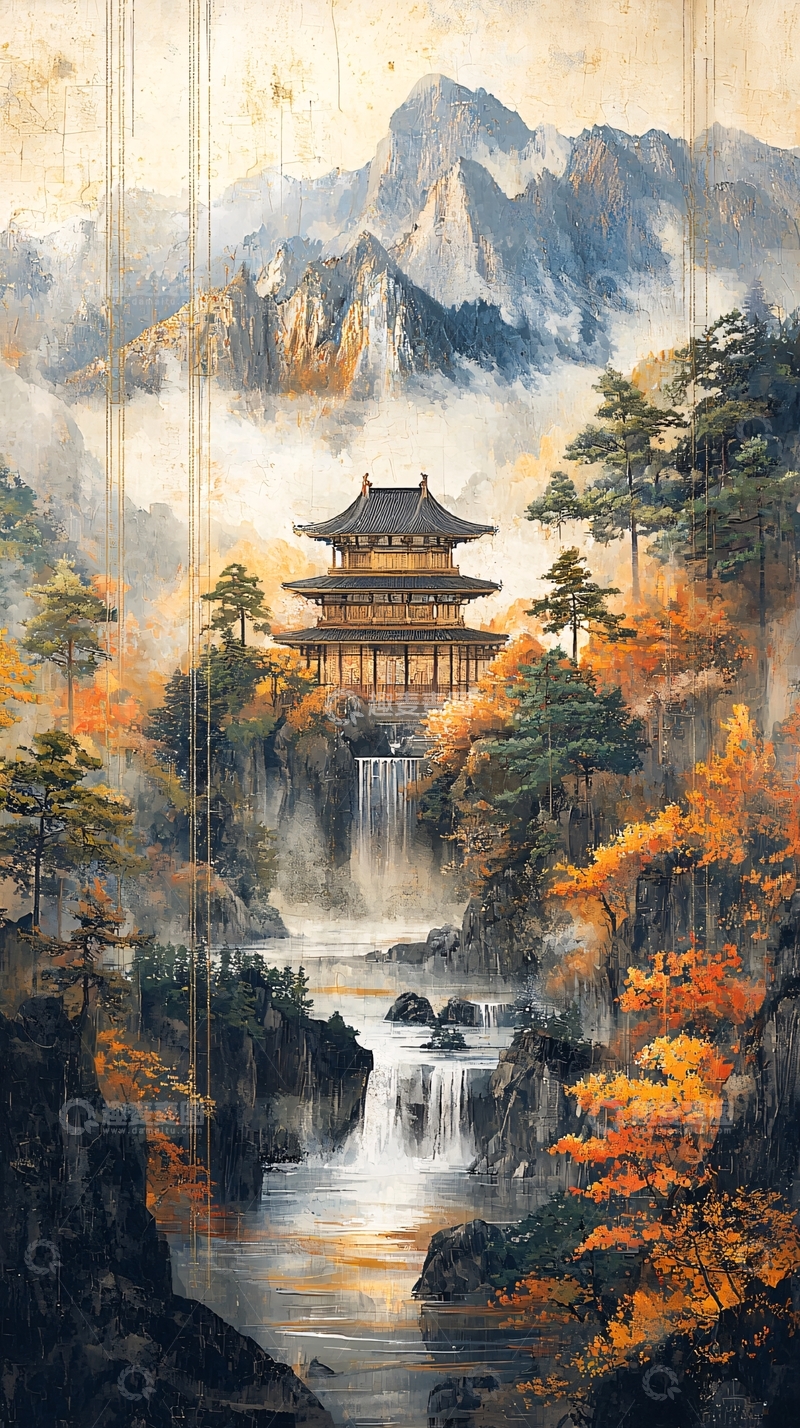 高清大图下载【趣麦麦图】中国风山水亭台楼阁