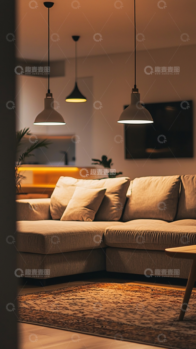 高清大图下载【趣麦麦图】温暖舒适的现代客厅