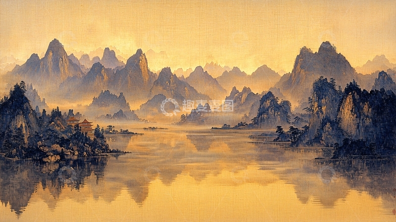 高清大图下载【趣麦麦图】水墨山水朦胧意境