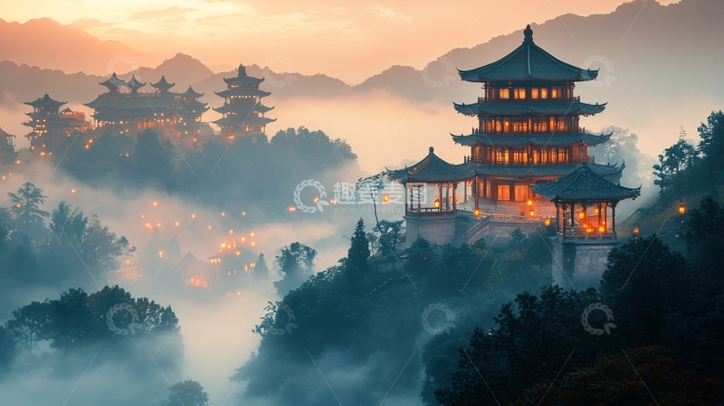 高清大图下载【趣麦麦图】仙境般中国古建筑