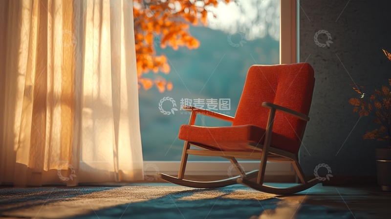 高清大图下载【趣麦麦图】秋日午后摇椅旁的阳光