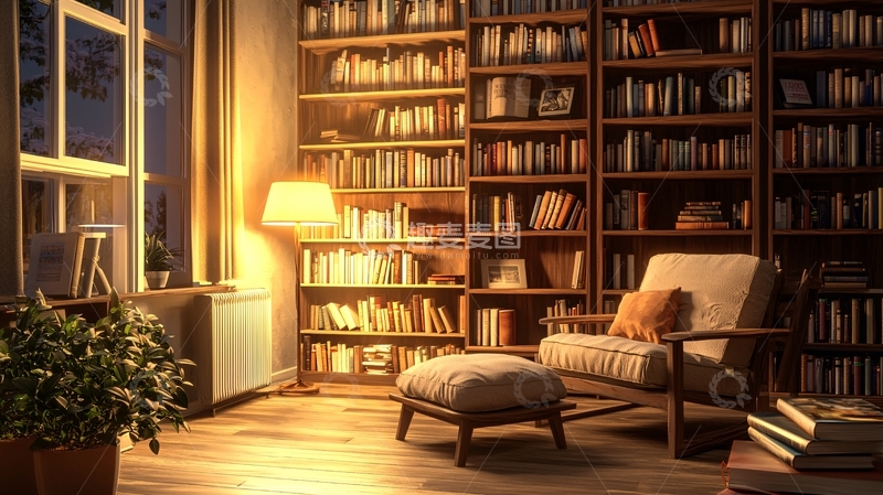 高清大图下载【趣麦麦图】温暖舒适的书房