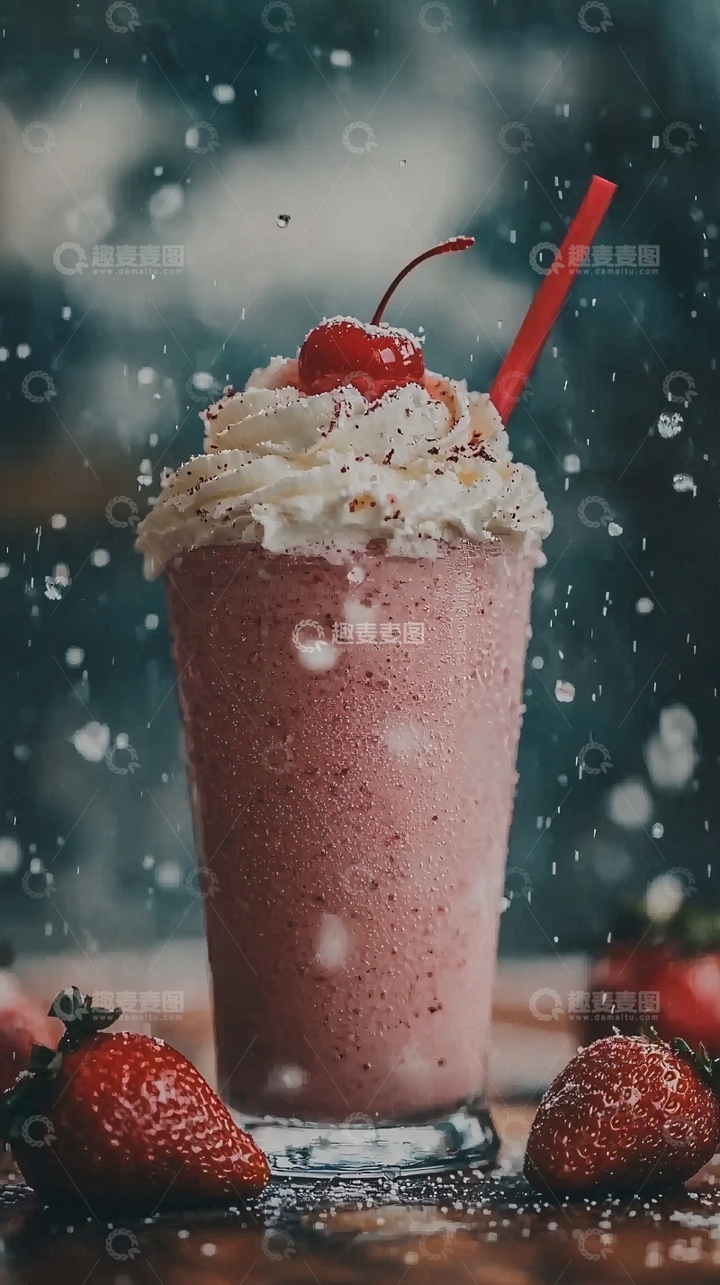 高清大图下载【趣麦麦图】草莓奶昔