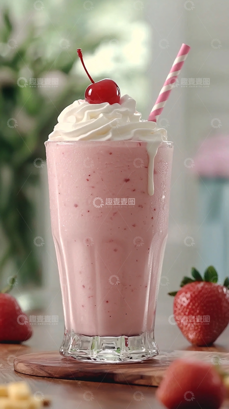 高清大图下载【趣麦麦图】草莓奶昔