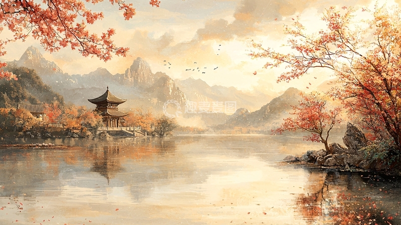 高清大图下载【趣麦麦图】秋日湖光山色唯美意境