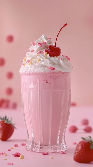 粉色草莓奶昔