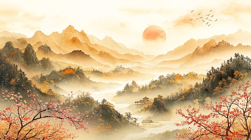 高清大图下载【趣麦麦图】水墨山水画391