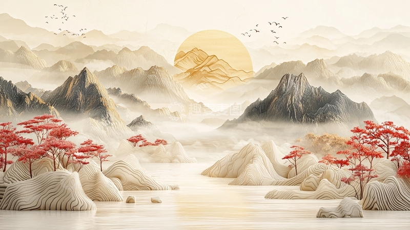 高清大图下载【趣麦麦图】水墨山水画390