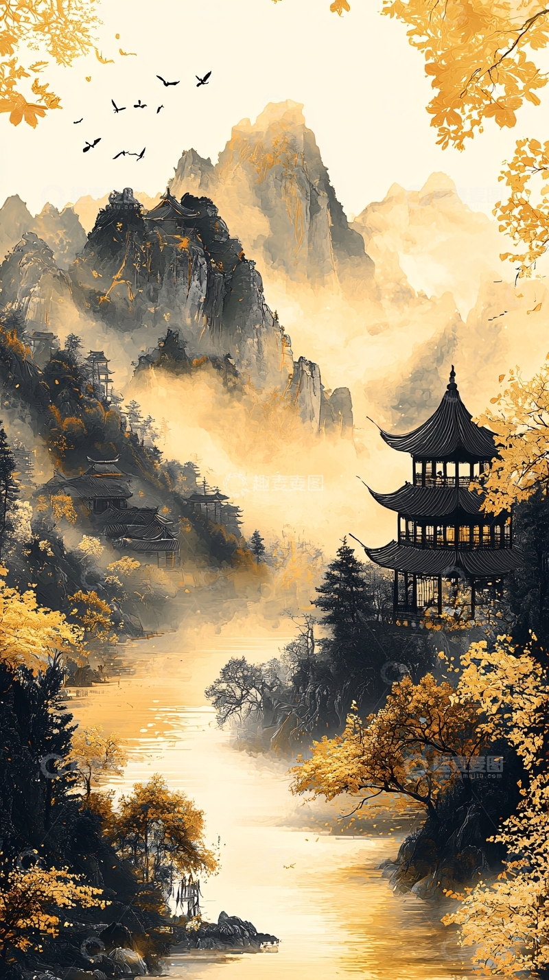 高清大图下载【趣麦麦图】水墨画山水