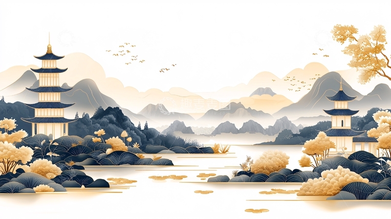 高清大图下载【趣麦麦图】水墨风山水画