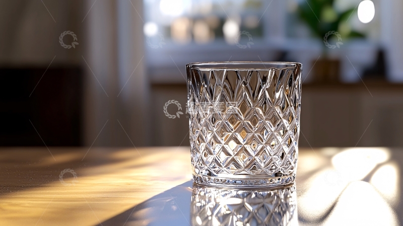 高清大图下载【趣麦麦图】阳光下晶莹剔透的玻璃杯
