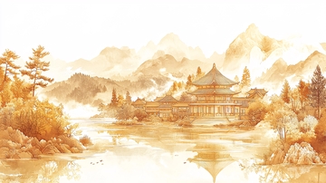 水墨画风的古典建筑