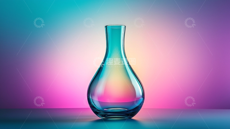 高清大图下载【趣麦麦图】蓝色渐变玻璃花瓶