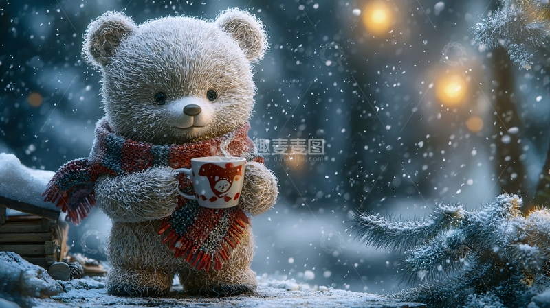 高清大图下载【趣麦麦图】冬日暖心泰迪熊