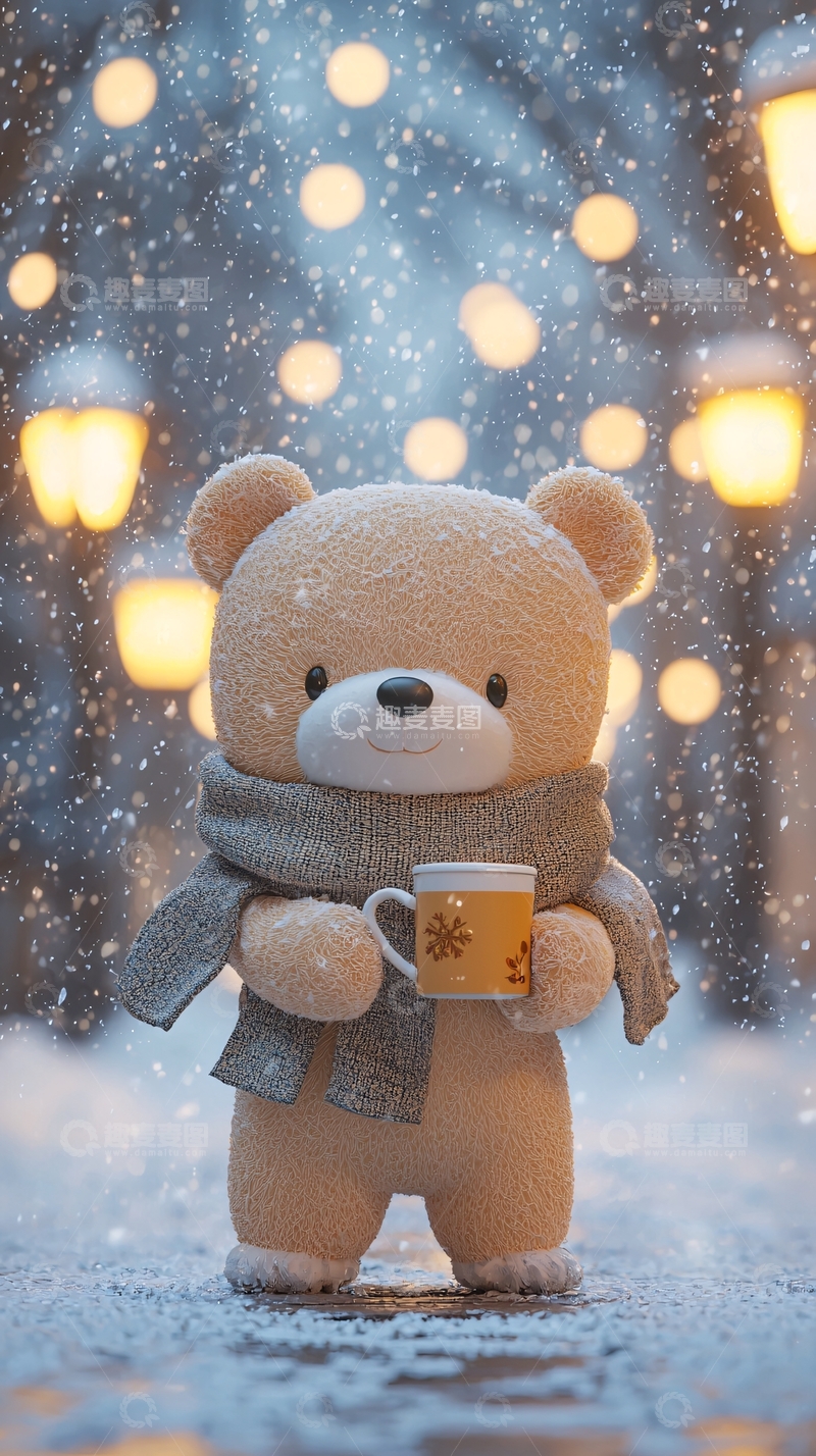 高清大图下载【趣麦麦图】冬天小熊