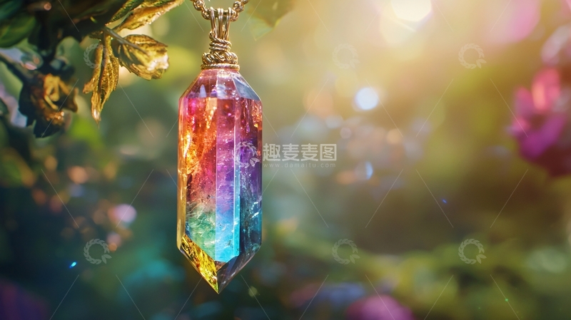 高清大图下载【趣麦麦图】彩虹水晶吊坠