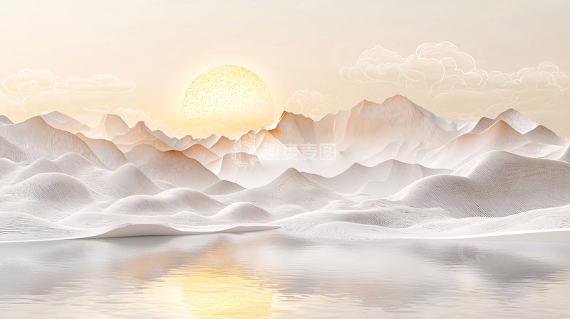 高清大图下载【趣麦麦图】金色阳光下的山水意境