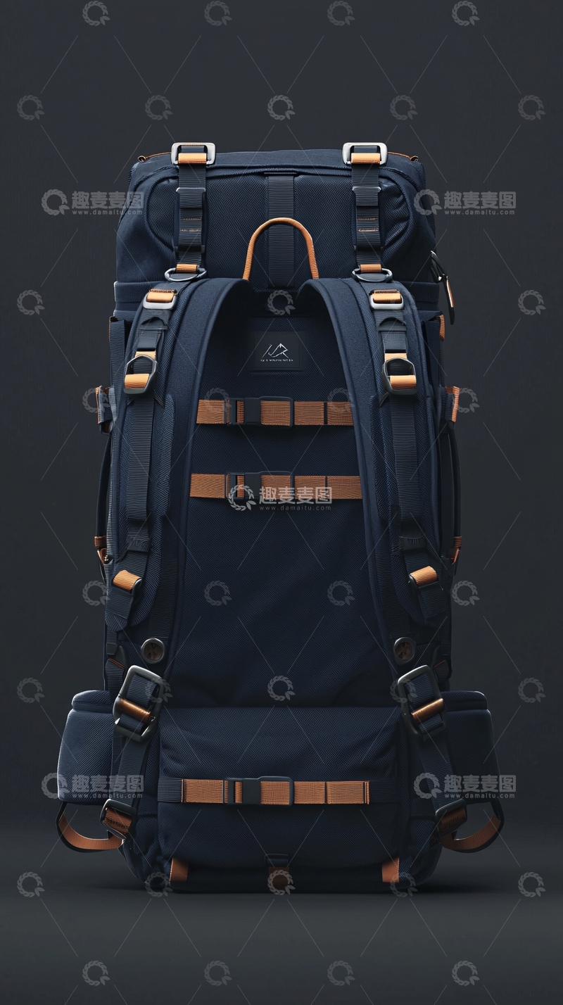 高清大图下载【趣麦麦图】深蓝色户外旅行背包