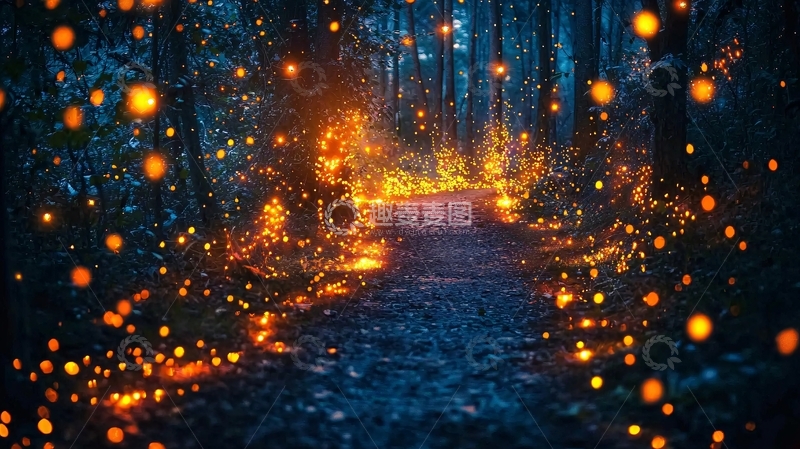 高清大图下载【趣麦麦图】萤火虫森林小路