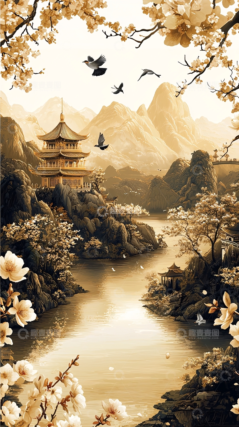 高清大图下载【趣麦麦图】水墨山水画395