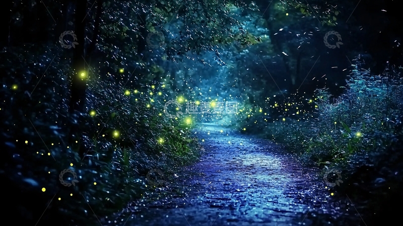 高清大图下载【趣麦麦图】萤火虫森林小路