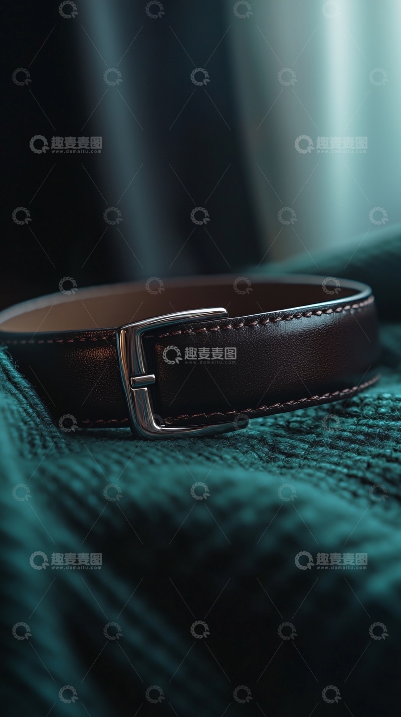 高清大图下载【趣麦麦图】深棕色皮带质感特写