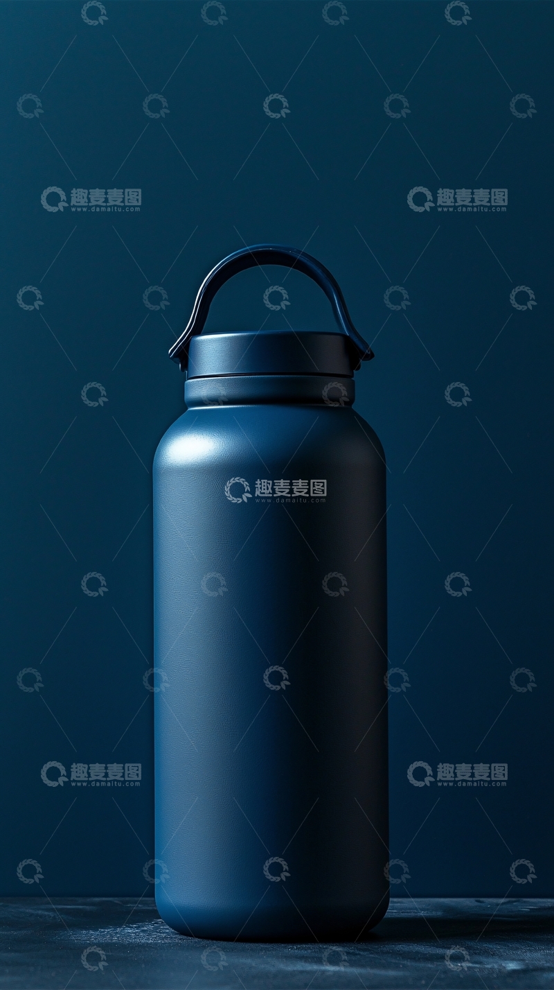 高清大图下载【趣麦麦图】深蓝色保温杯