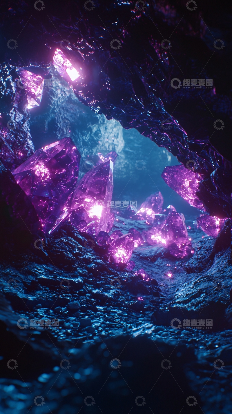 高清大图下载【趣麦麦图】紫色水晶洞穴