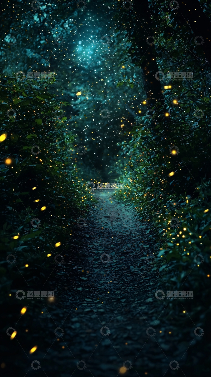 高清大图下载【趣麦麦图】萤火虫森林小路