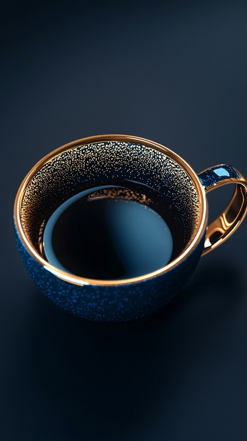 深蓝色金边咖啡杯