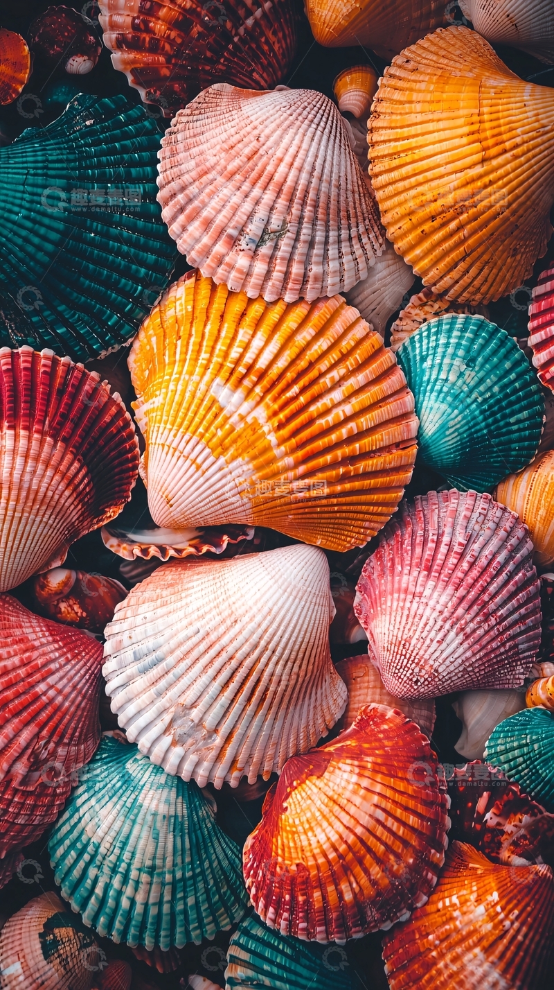 高清大图下载【趣麦麦图】彩色贝壳堆积