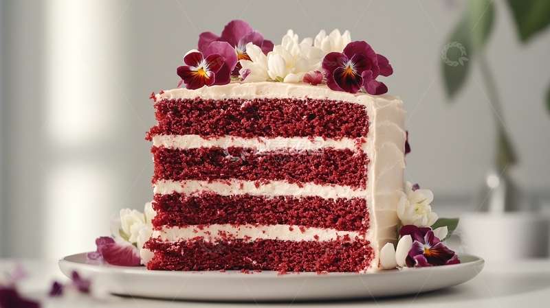 高清大图下载【趣麦麦图】红丝绒蛋糕切片