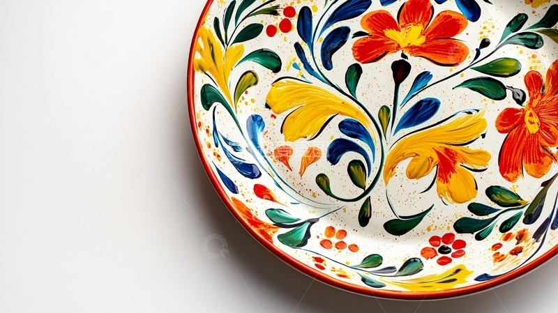 高清大图下载【趣麦麦图】彩色手绘花卉餐盘